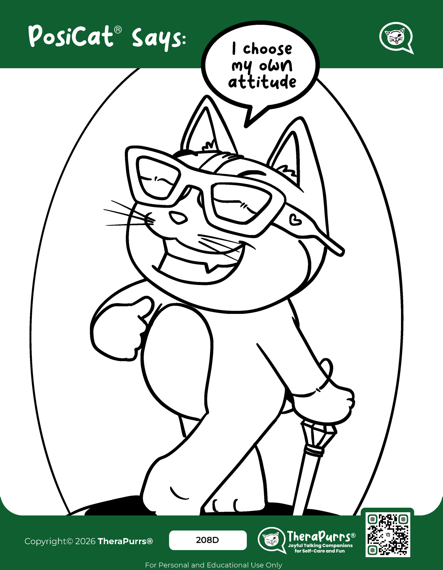 PosiCat's Printables - Activities Booklet 208: I choose my own attitude