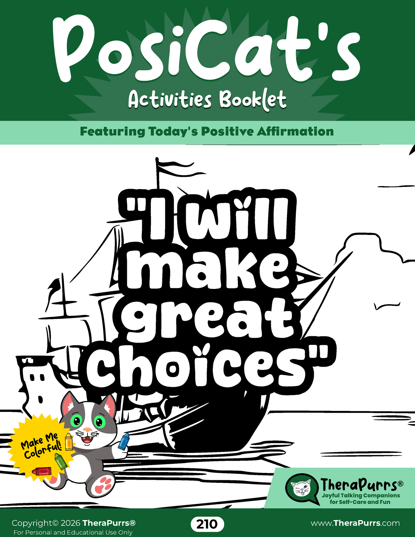 PosiCat's Printables - Activities Booklet 210: I will make great choices