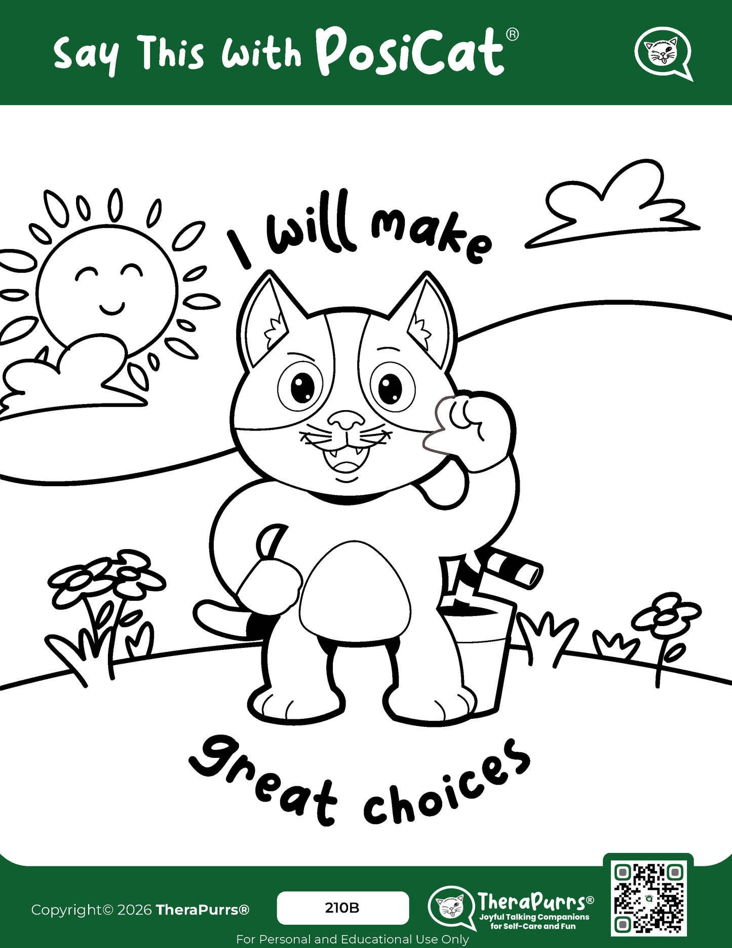 PosiCat's Printables - Activities Booklet 210: I will make great choices