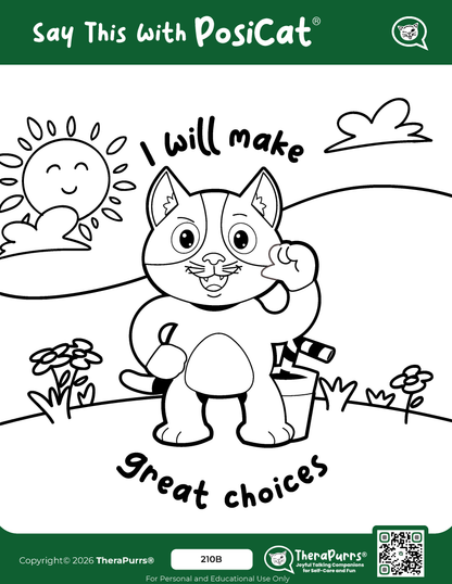 PosiCat's Printables - Activities Booklet 210: I will make great choices