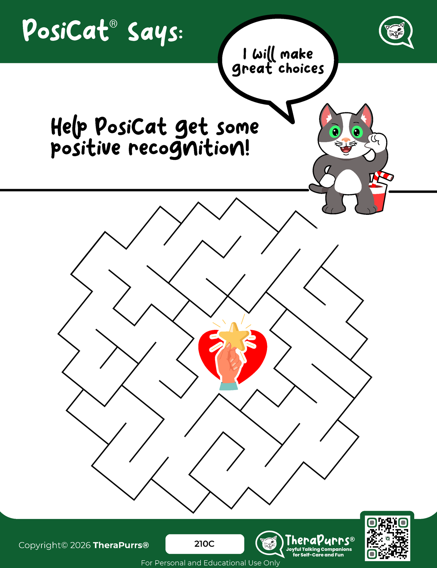 PosiCat's Printables - Activities Booklet 210: I will make great choices