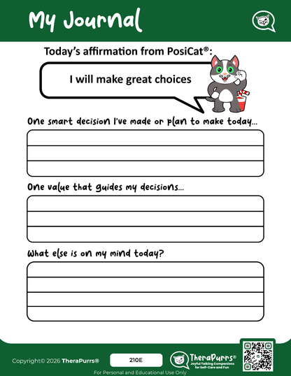 PosiCat's Printables - Activities Booklet 210: I will make great choices