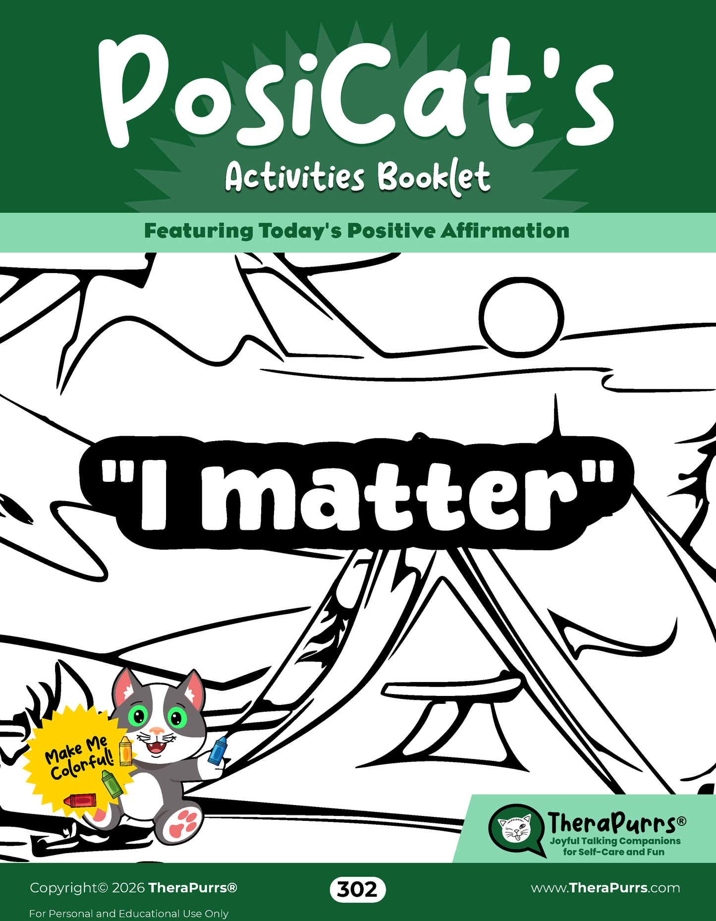 PosiCat's Printables - Activities Booklet 302: I matter