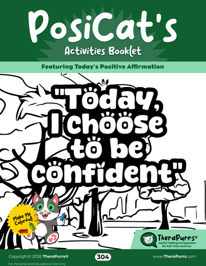 PosiCat's Printables - Activities Booklet 304: Today, I choose to be confident
