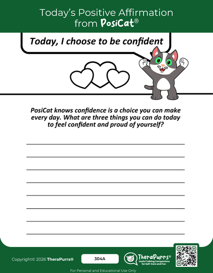 PosiCat's Printables - Activities Booklet 304: Today, I choose to be confident