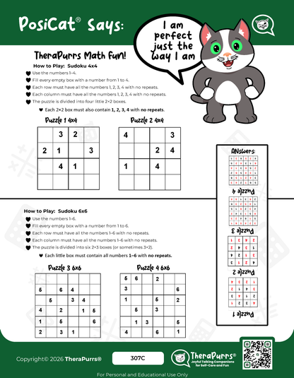 PosiCat's Printables - Activities Booklet 307: I am perfect just the way I am