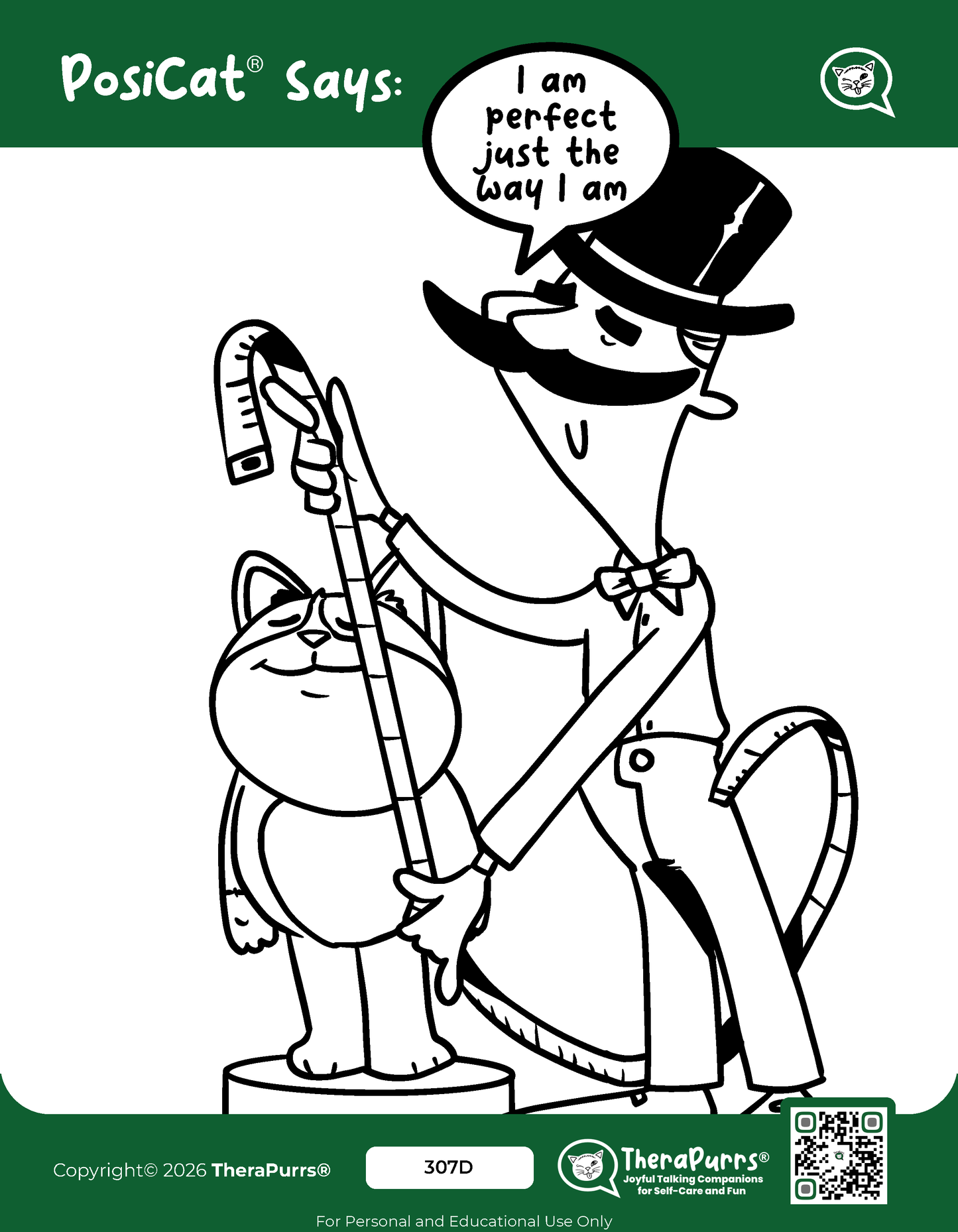 PosiCat's Printables - Activities Booklet 307: I am perfect just the way I am