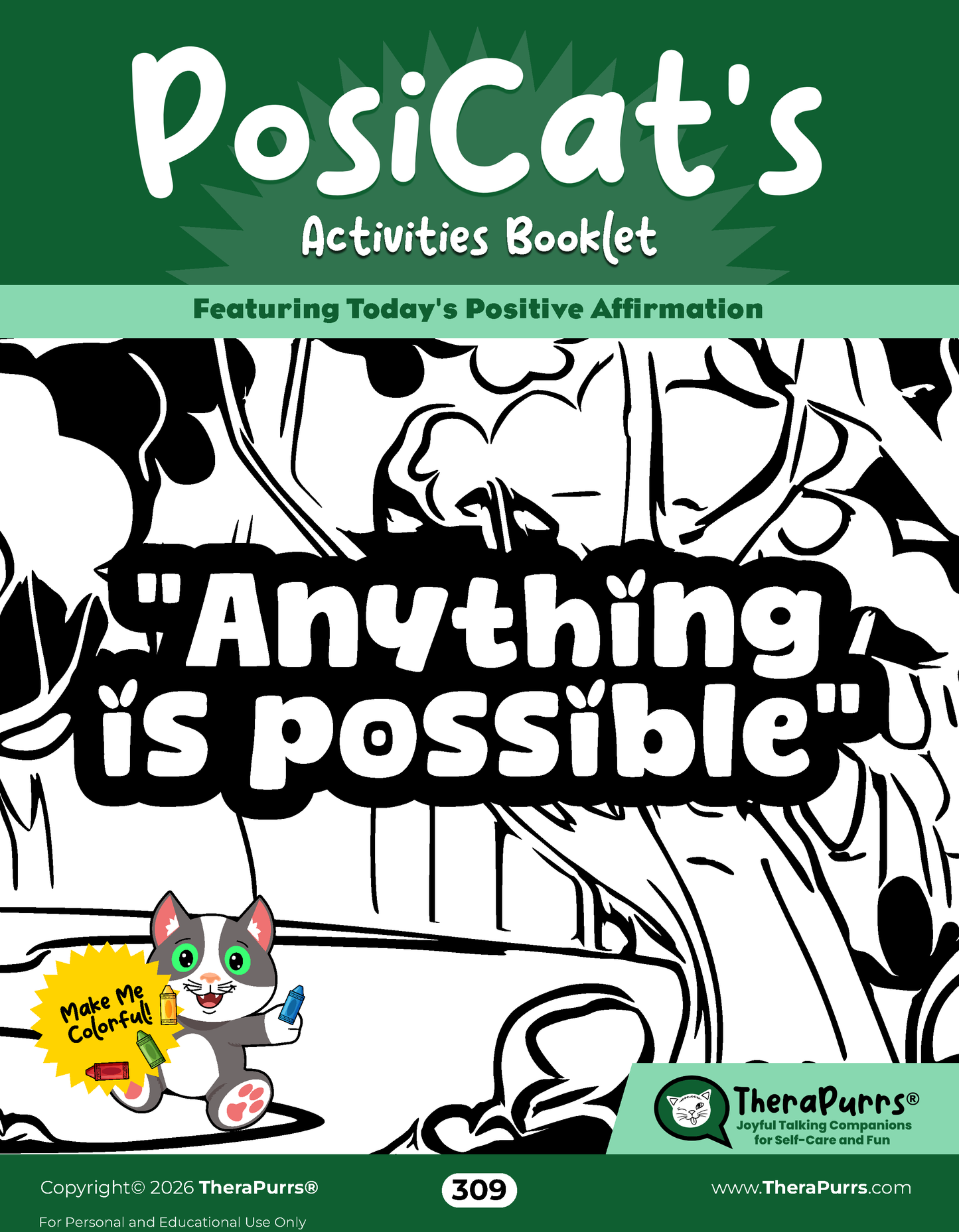 PosiCat's Printables - Activities Booklet 309: Anything is possible