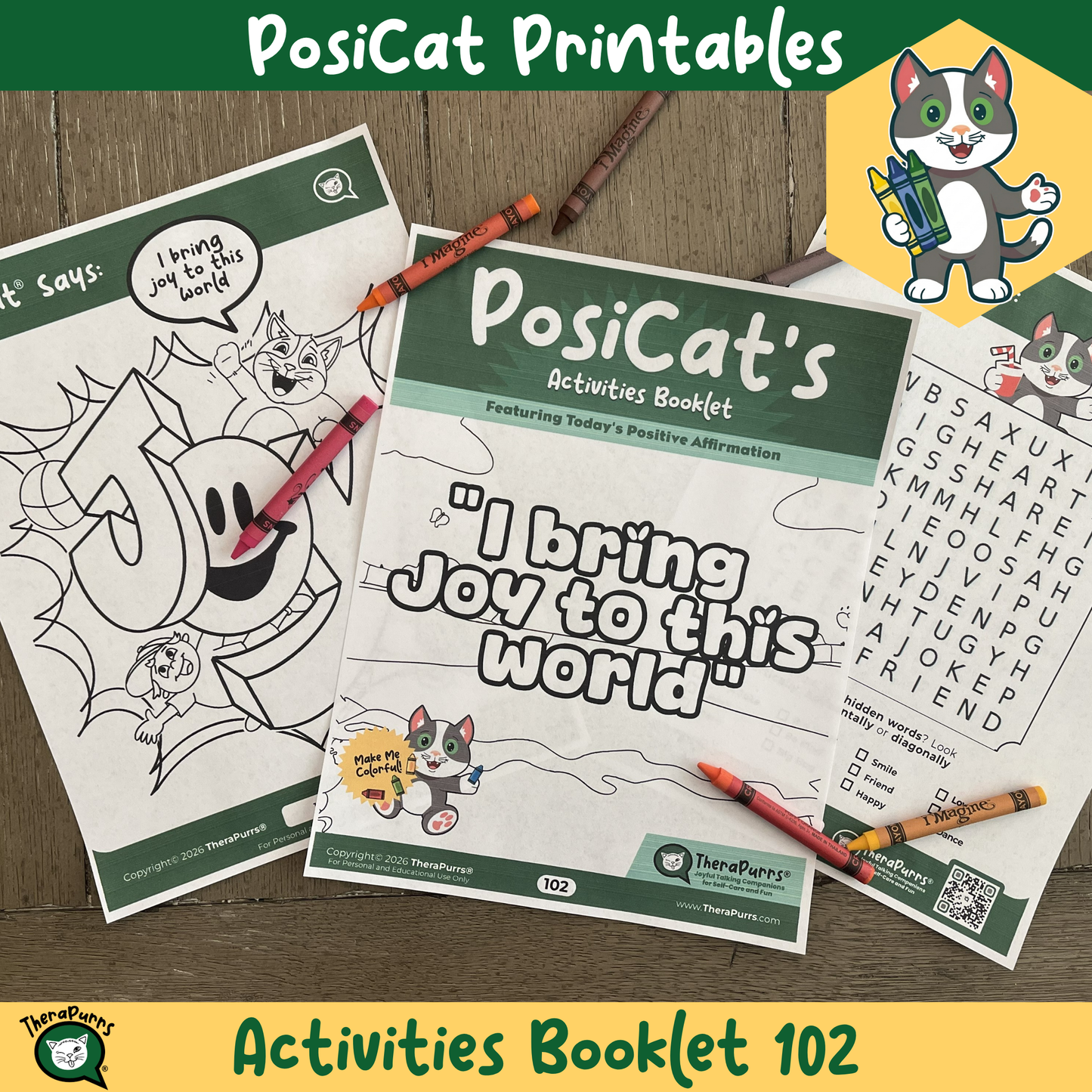 PosiCat's Printables - Activities Booklet 102:  I bring joy to this world
