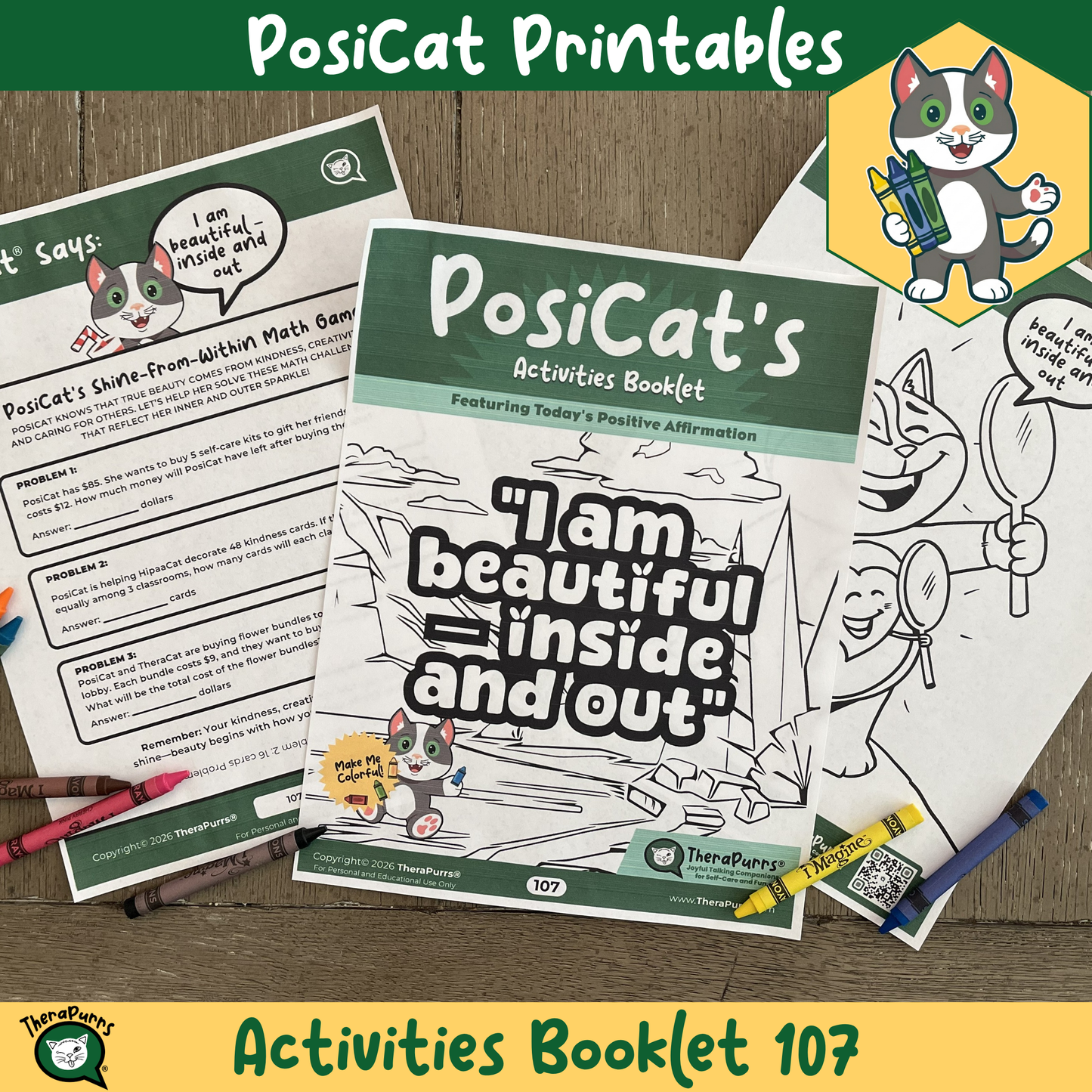 PosiCat's Printables - Activities Booklet 107: I am beautiful – Inside and out
