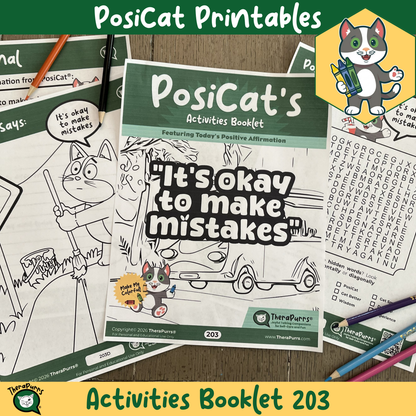 PosiCat's Printables - Activities Booklet 203: It's okay to make mistakes