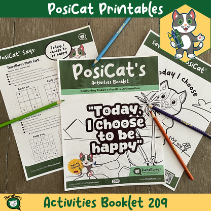 PosiCat's Printables - Activities Booklet 209: Today, I choose to be happy