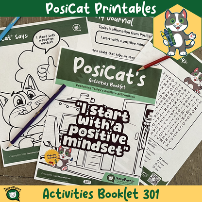 PosiCat's Printables - Activities Booklet 301: I start with a positive mindset