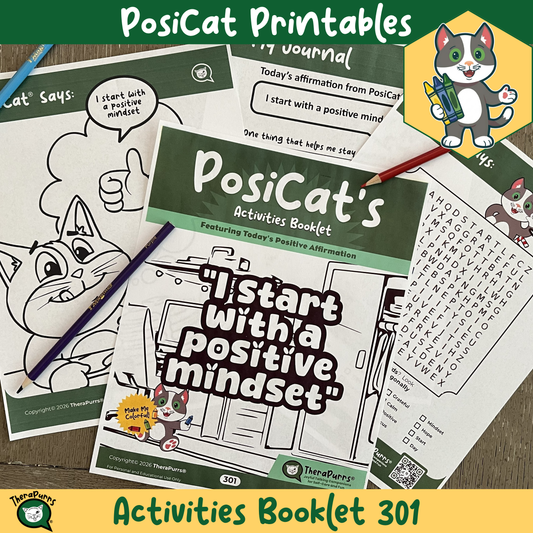 PosiCat's Printables - Activities Booklet 301: I start with a positive mindset