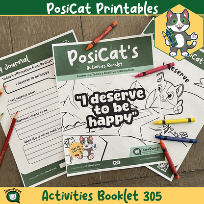PosiCat's Printables - Activities Booklet 305: I deserve to be happy