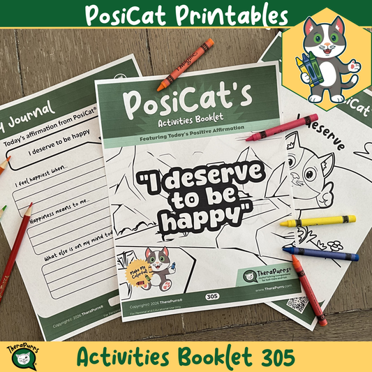 PosiCat's Printables - Activities Booklet 305: I deserve to be happy
