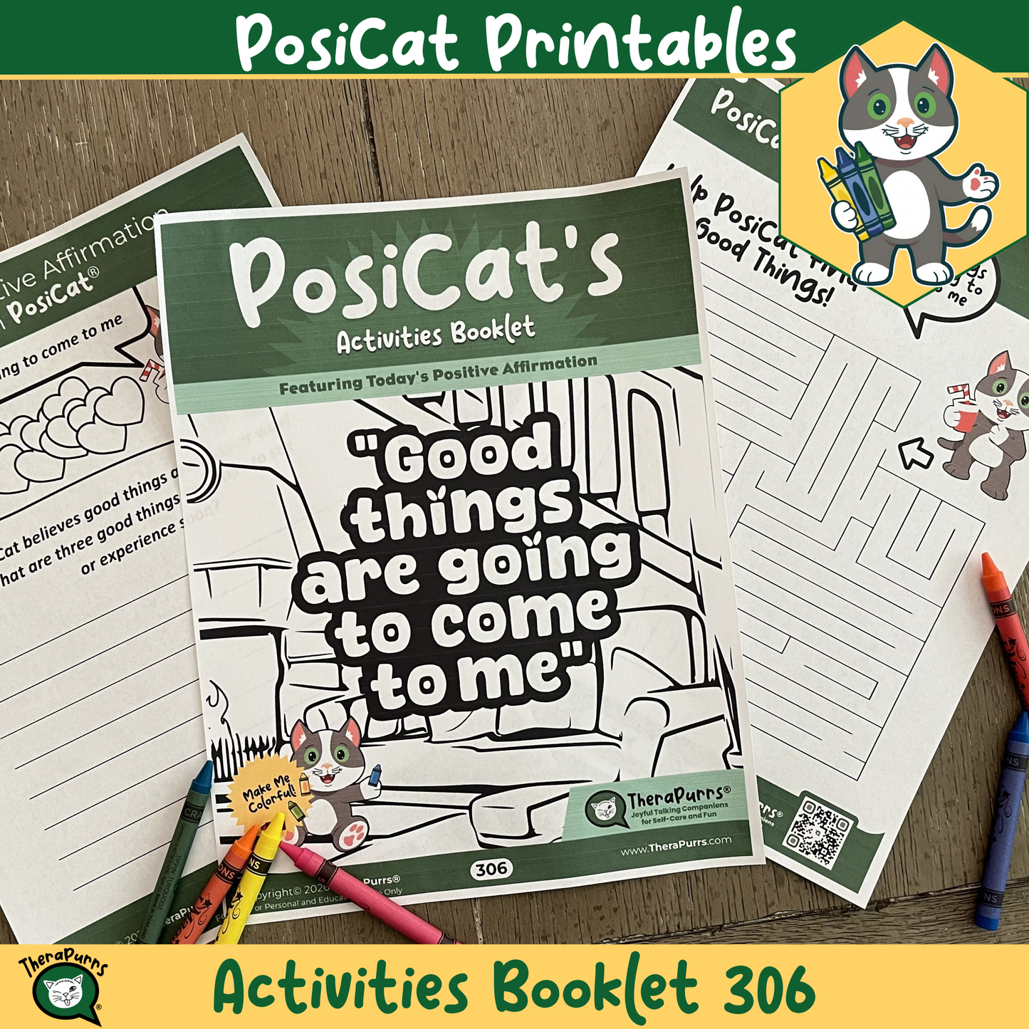 PosiCat's Printables - Activities Booklet 306: Good things are going to come to me