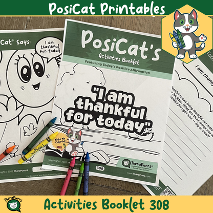 PosiCat's Printables - Activities Booklet 308: I am thankful for today