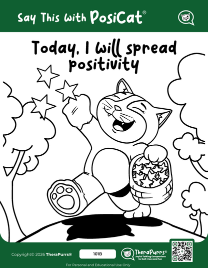 PosiCat's Printables - Activities Booklet 101: Today, I will spread positivity
