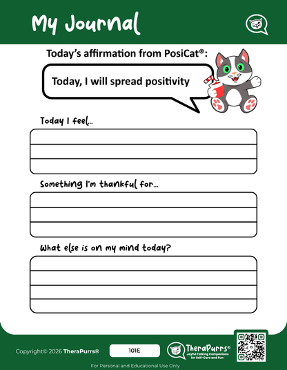 PosiCat's Printables - Activities Booklet 101: Today, I will spread positivity