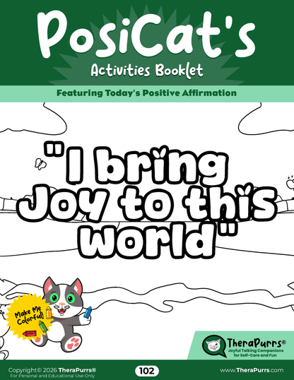 PosiCat's Printables - Activities Booklet 102:  I bring joy to this world