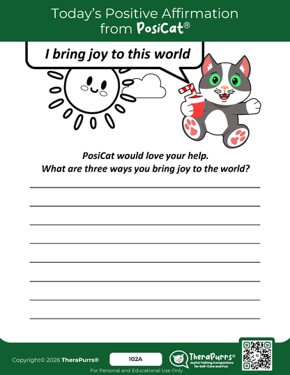 PosiCat's Printables - Activities Booklet 102:  I bring joy to this world