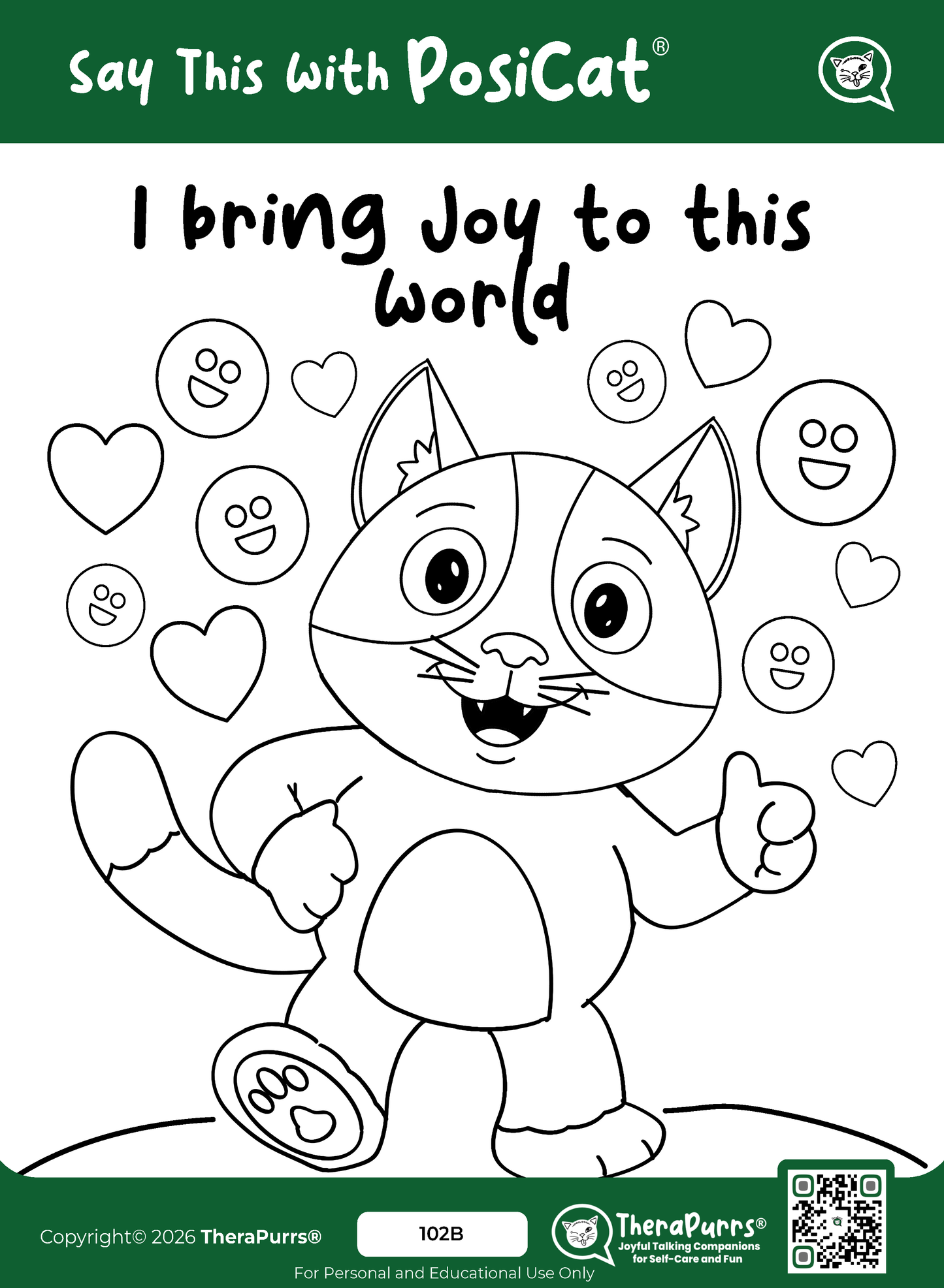 PosiCat's Printables - Activities Booklet 102:  I bring joy to this world