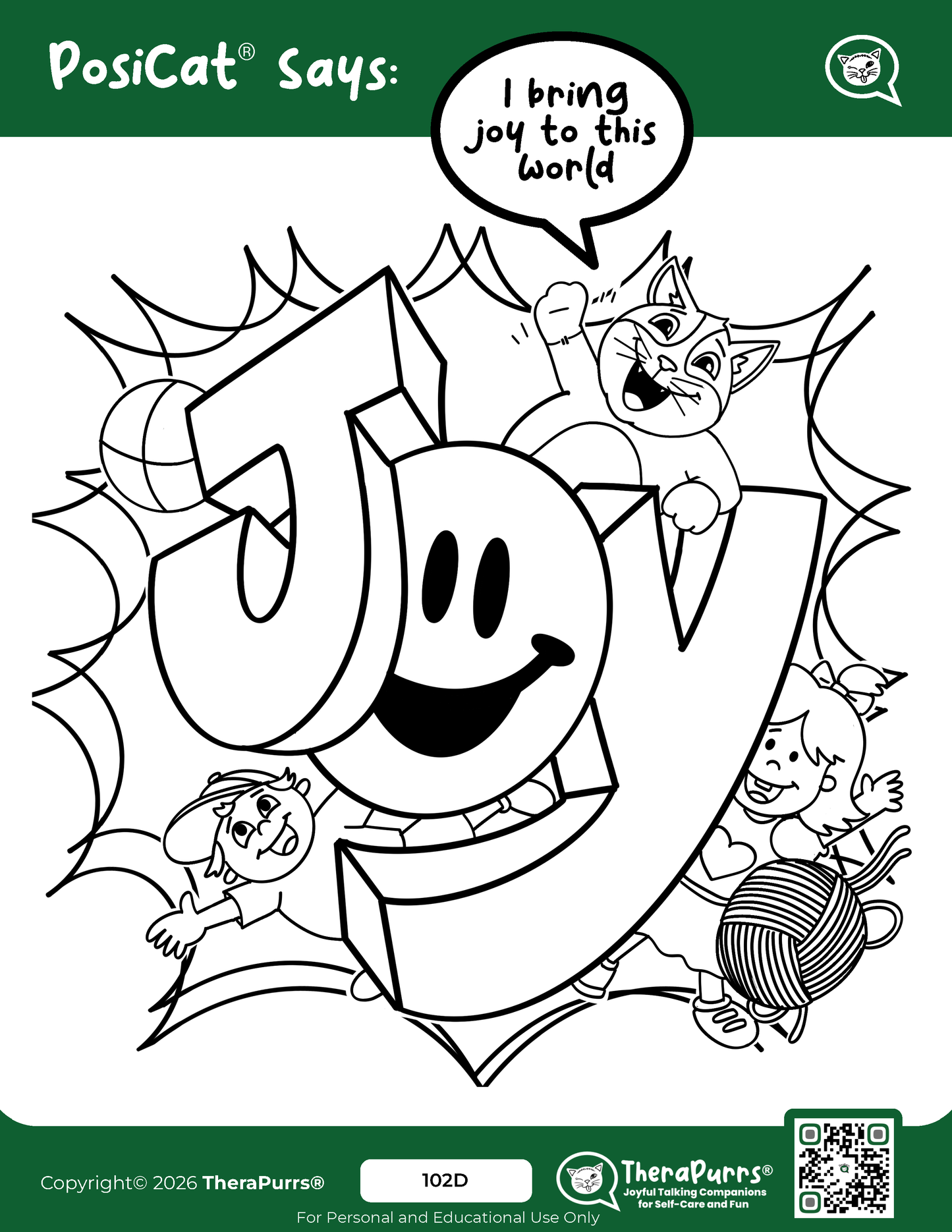 PosiCat's Printables - Activities Booklet 102:  I bring joy to this world