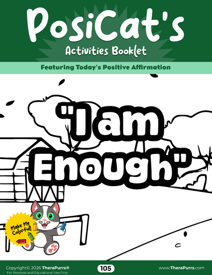 PosiCat's Printables - Activities Booklet 105: I am enough!