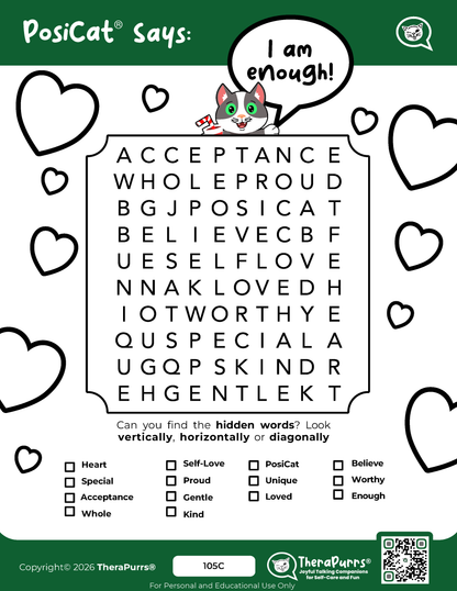 PosiCat's Printables - Activities Booklet 105: I am enough!
