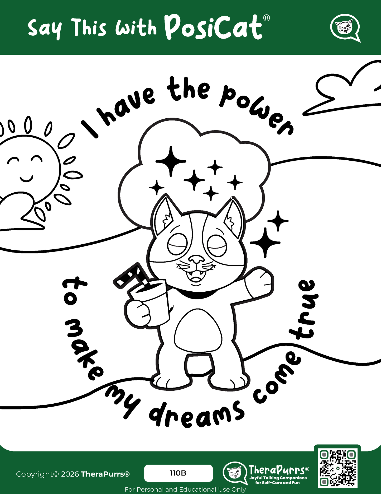 PosiCat's Printables - Activities Booklet 110: I have the power to make my dreams come true
