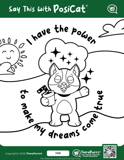 PosiCat's Printables - Activities Booklet 110: I have the power to make my dreams come true