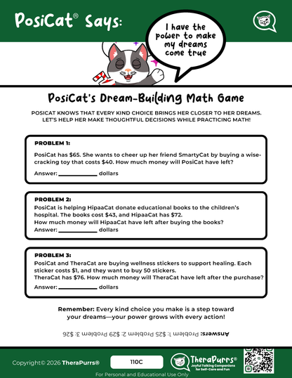 PosiCat's Printables - Activities Booklet 110: I have the power to make my dreams come true