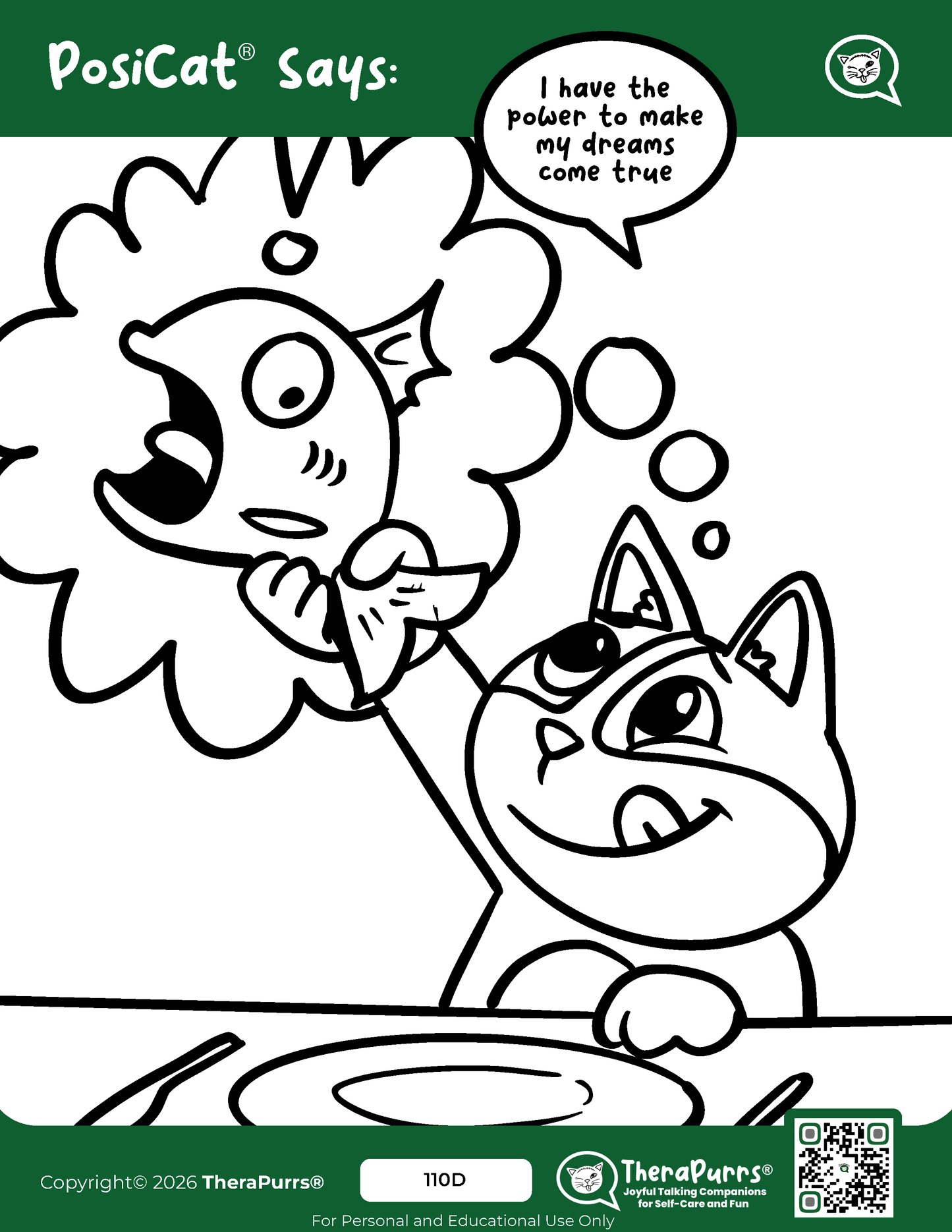 PosiCat's Printables - Activities Booklet 110: I have the power to make my dreams come true