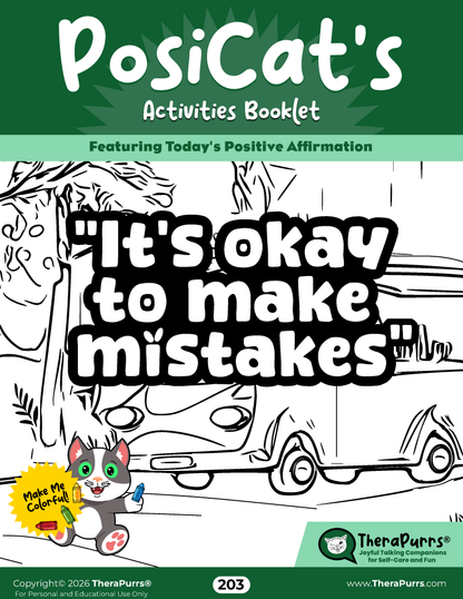 PosiCat's Printables - Activities Booklet 203: It's okay to make mistakes
