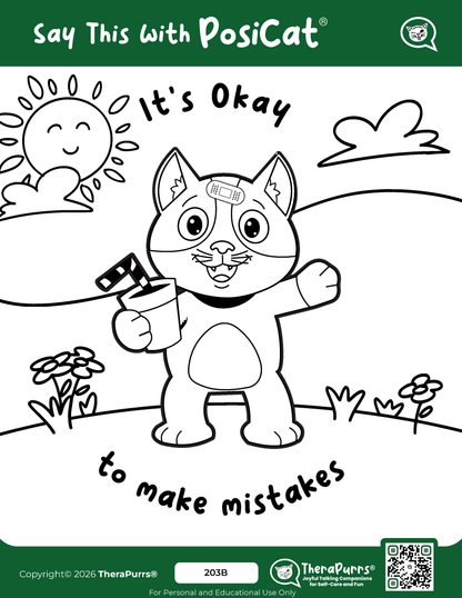 PosiCat's Printables - Activities Booklet 203: It's okay to make mistakes