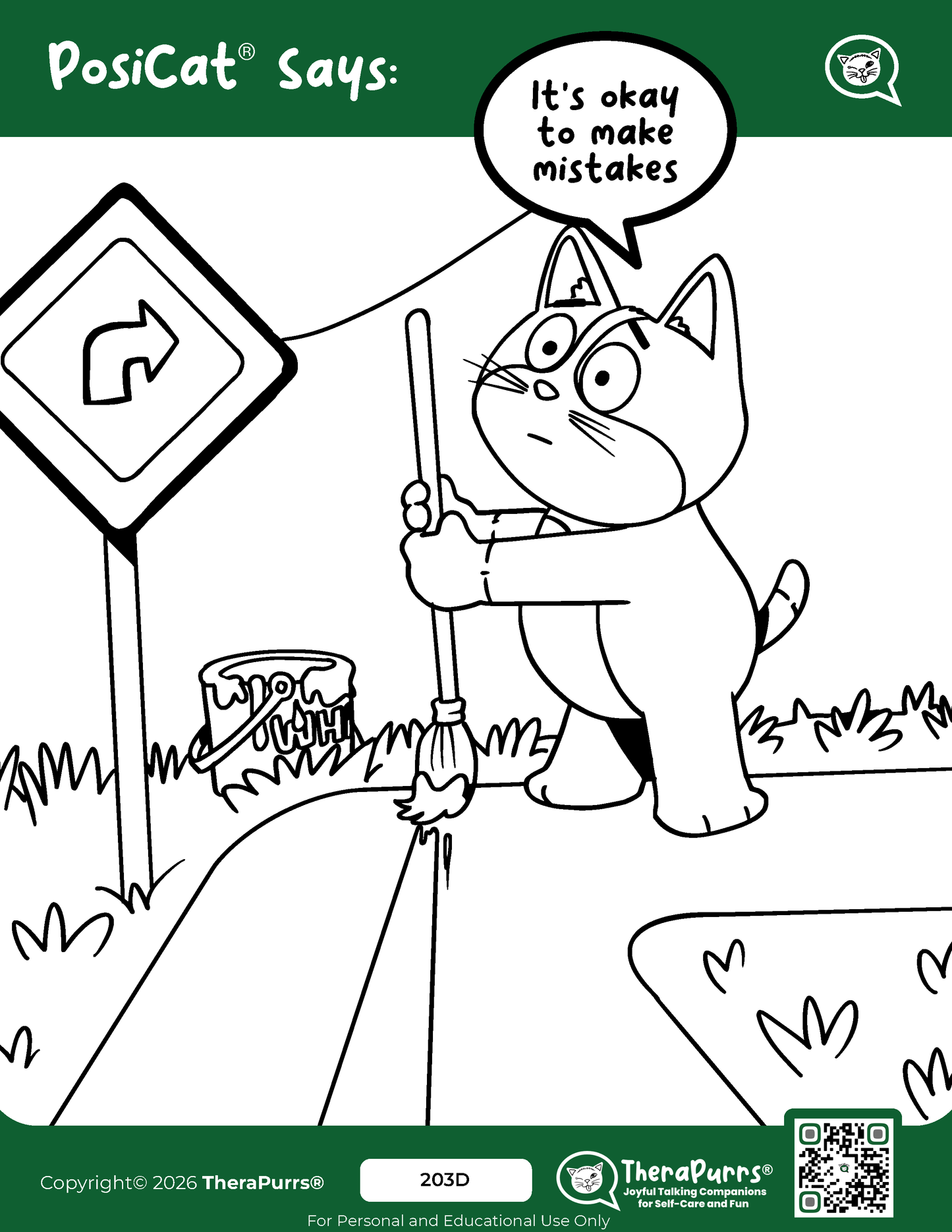 PosiCat's Printables - Activities Booklet 203: It's okay to make mistakes