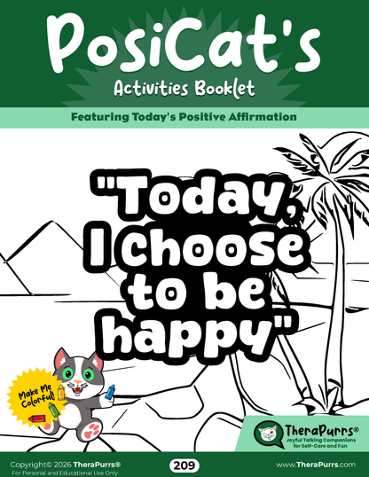 PosiCat's Printables - Activities Booklet 209: Today, I choose to be happy
