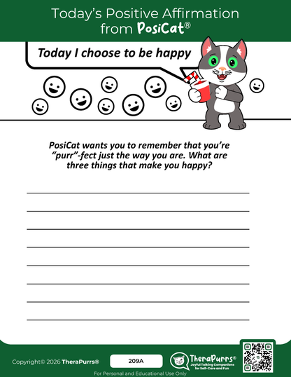 PosiCat's Printables - Activities Booklet 209: Today, I choose to be happy