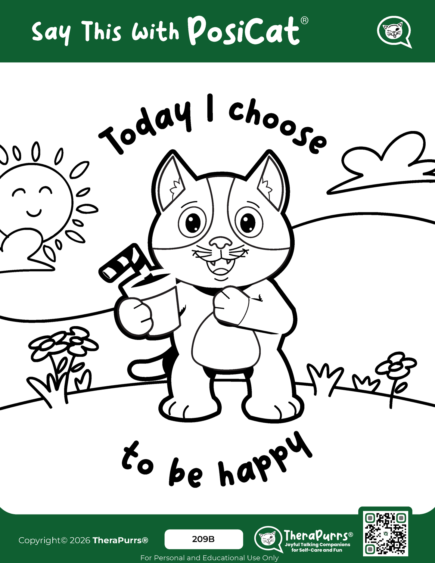 PosiCat's Printables - Activities Booklet 209: Today, I choose to be happy