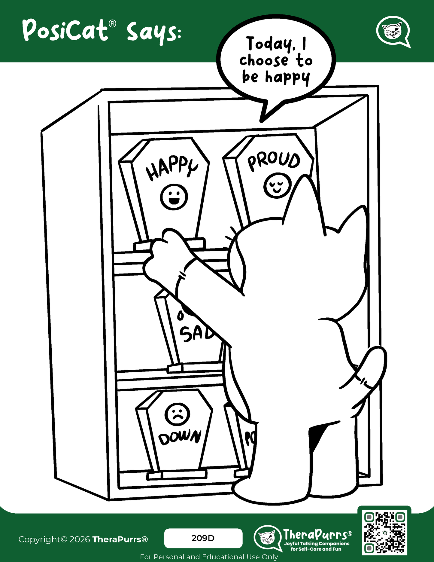 PosiCat's Printables - Activities Booklet 209: Today, I choose to be happy
