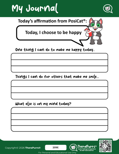 PosiCat's Printables - Activities Booklet 209: Today, I choose to be happy