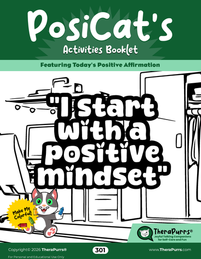 PosiCat's Printables - Activities Booklet 301: I start with a positive mindset