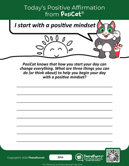 PosiCat's Printables - Activities Booklet 301: I start with a positive mindset