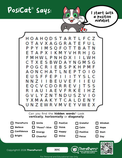 PosiCat's Printables - Activities Booklet 301: I start with a positive mindset