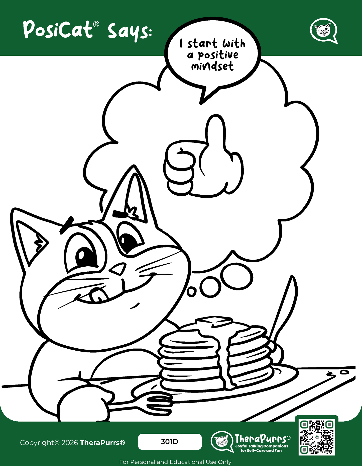 PosiCat's Printables - Activities Booklet 301: I start with a positive mindset