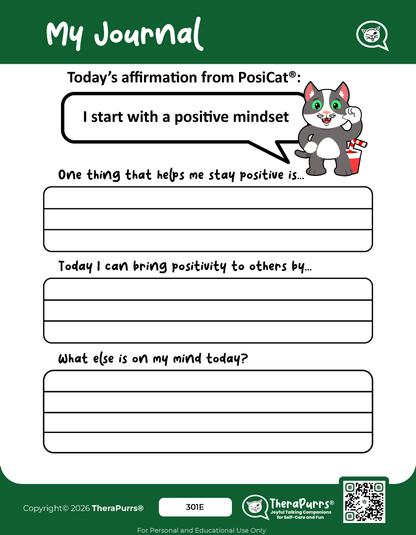 PosiCat's Printables - Activities Booklet 301: I start with a positive mindset