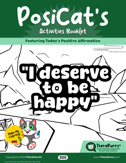 PosiCat's Printables - Activities Booklet 305: I deserve to be happy