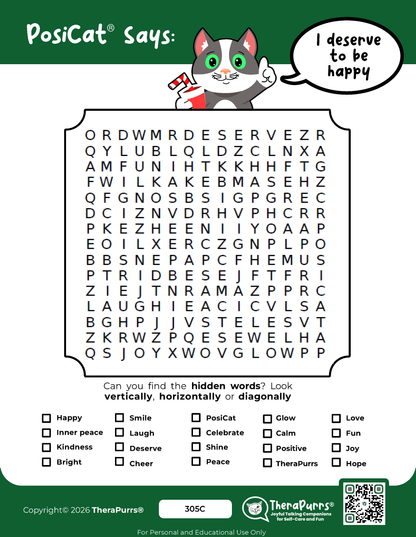 PosiCat's Printables - Activities Booklet 305: I deserve to be happy