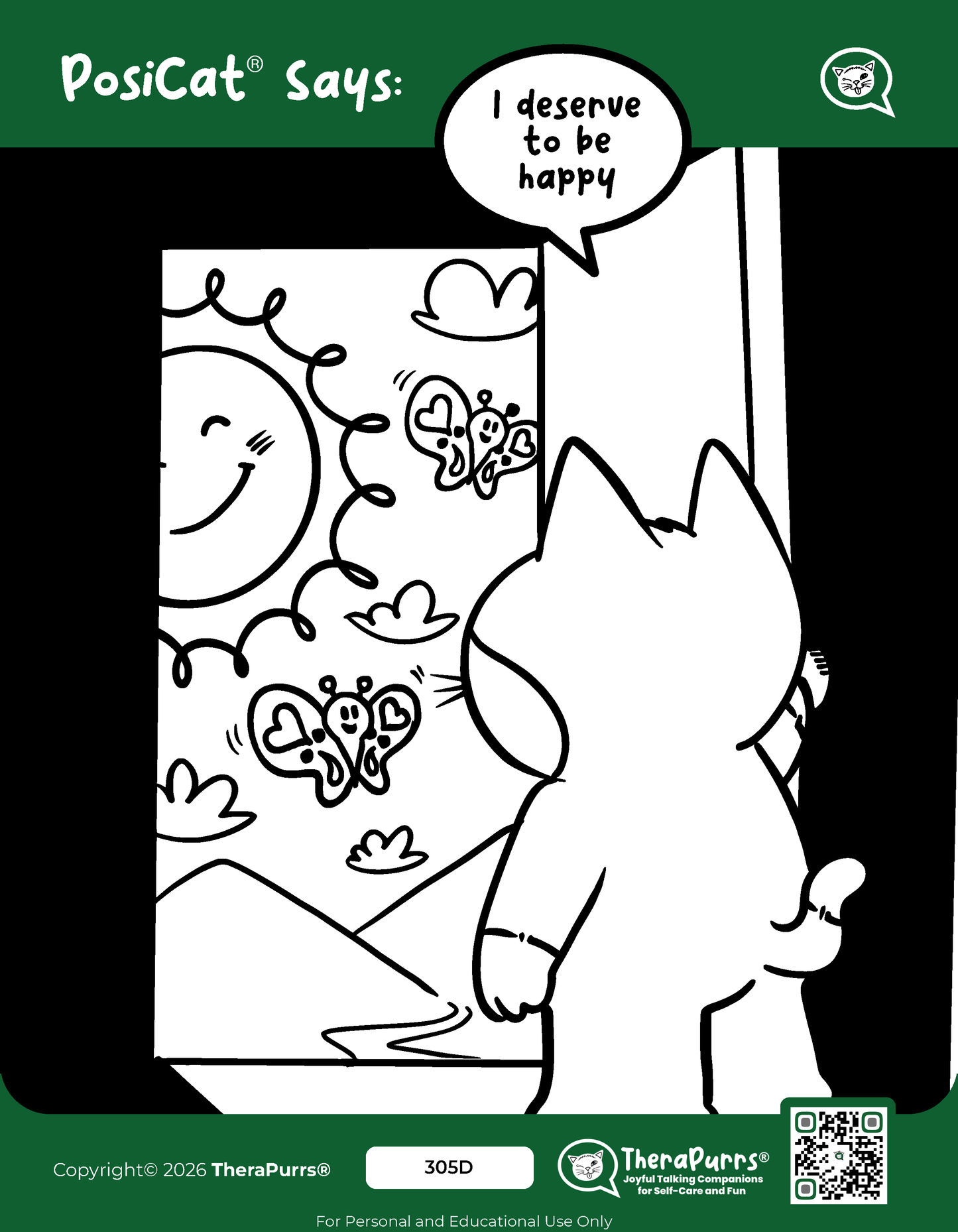 PosiCat's Printables - Activities Booklet 305: I deserve to be happy